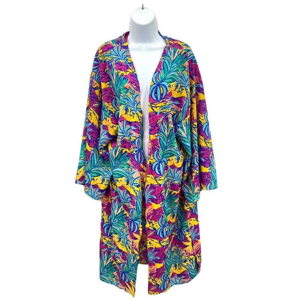 NWT World Market Bright Abstract Print Kimono Open Front Cover Up Duster Artsy